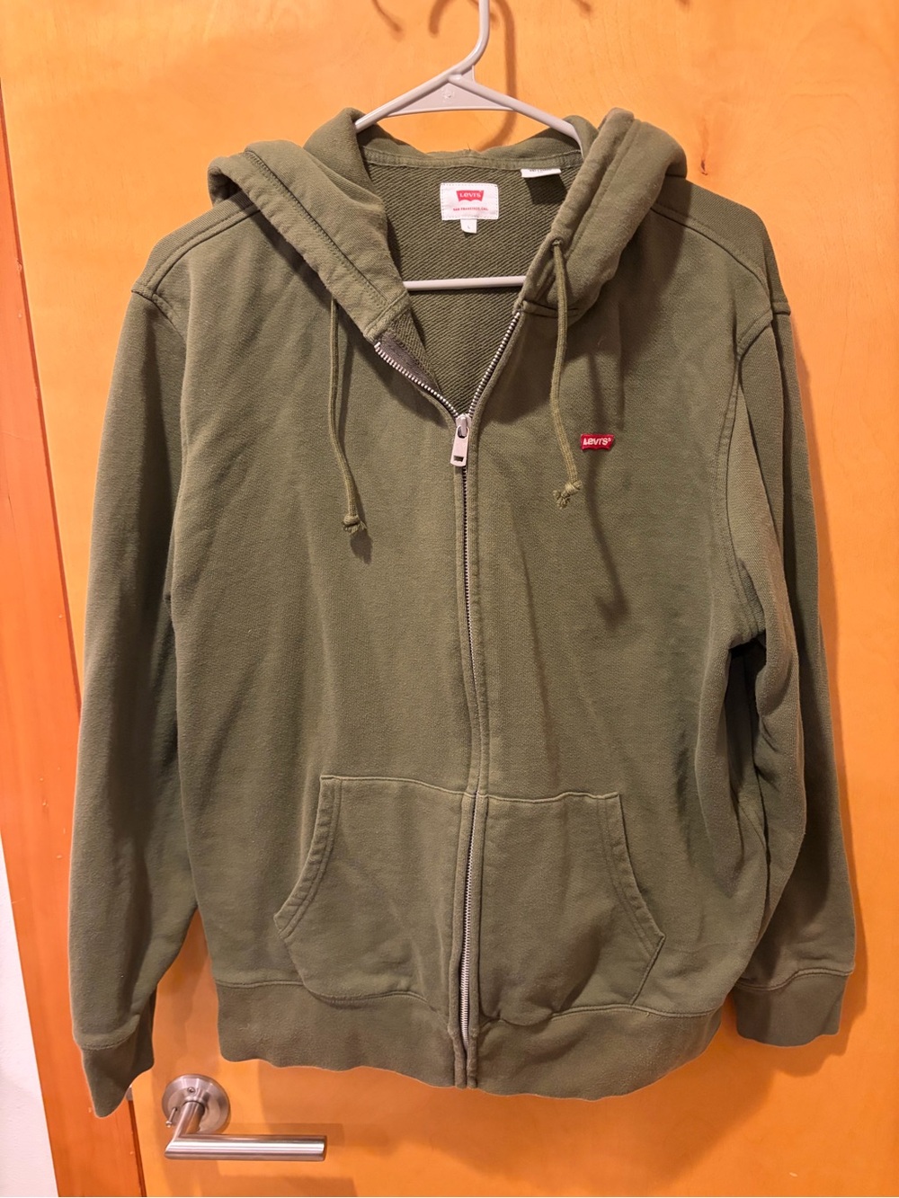 Levi's Olive Green Full-Zip Hooded Sweater men’s L